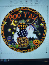 Ghost Boo Y'all Wreath Sign