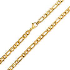 7 Mm Gold Tone Stainless Steel Necklace Figaro Chain Men