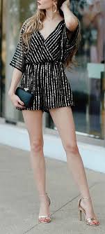 Black And Gold Sequin Romper Odelia Black And Gold Sequin Romper Fashion Sequin Rompers Fashion Obsession