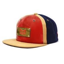 This Hat By Melin Is Made From Luxury Materials Like Ire Red Full Grain Napa Leather Deep Navy Doeskin Wool And Tan Suede Leather Snapback Hats Leather Hats