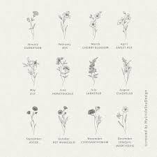 Birth Month Flowers Svg Clipart Floral Svg Bundle Botanical Clipart Png Digital Svg Files Ha In 2020 Tatoeage Ideeen Tatoeages Tatoeage