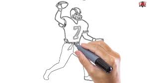 Then, draw several pairs of lines across the opening of the face mask. How To Draw A Football Player Easy Step By Step Drawing Tutorials For Kids Ucidraw Youtube