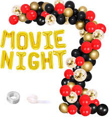38 1/2in wide x 55 3/4in tall. Amazon Com Movie Night Balloon Garland Arch Kit 80 Pack For Hollywood Oscar Themed Event Movie Theatre Time Party Decorations Toys Games