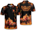 TEEMAN Custom Flame Bowling Shirts, Gutter Gang Fire Bowling Men's ...