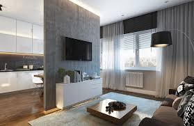 Modern Szep Kis Lakas Fiataloknak 30m2 Egyszeruen Berendezve Termeszetes Szinekkel Deco Salon Cuisine Ouverte Sur Salon Cuisine Ouverte