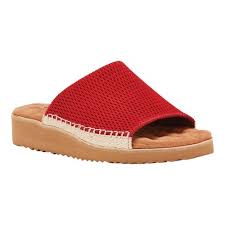 Womens Walking Cradles Henna Slide Size 7 Xw Red Stamped Nubuck