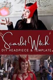 Diy Wanda Maximoff S Scarlet Witch Headpiece From Wandavision With Printable Template In 2021 Witch Costume Diy Headpiece Diy Witch Diy