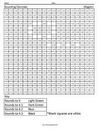Coloring pages fun math sheets math puzzles math games dot to dot mental math mental math decimals coloring worksheets. Rounding Decimals Alligator Coloring Squared