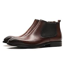 One more idea for creating formal looks is combination of a shirt, a vest, a classic jacket and black straight trousers. Autumn Winter Genuine Leather Men S Chelsea Boots