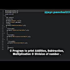 C Program To Print Addition Subtraction Multiplication Division Of Number Cprog Computer Programming Languages Computer Programming Learn Web Development