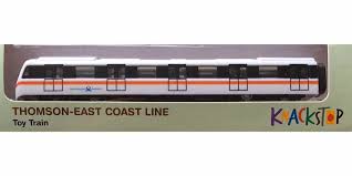 Coloured brown on the rail map, it is fully underground serving 32 stations over 43 kilometres (27 mi) in length, and will be among the world's longest driverless rapid transit lines. Lta Toy Train Thomson East Coast Line Babies Kids Baby Nursery Kids Furniture Other Kids Furniture On Carousell