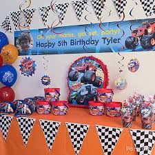 I bought a few of these wooden three numbers and painted them green. Blaze And The Monster Machines Party Idea Party City