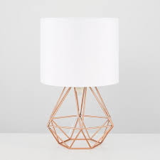 Angus Copper Geometric Base Table Lamp With White Shade Gold Room Decor Geometric Table Lamp Lamps Living Room