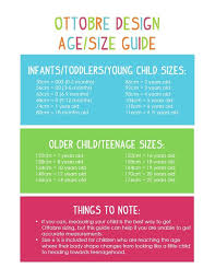 ottobre design age size guide size chart for kids baby