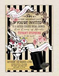 Alice In Wonderland Bridal Shower Tea Party Birthday Invitation Mad Hatter Retro Prin Mad Hatter Tea Party Invitations Bridal Tea Party Tea Party Bridal Shower