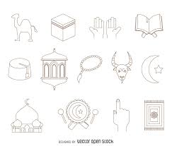 Arabic Elements Drawing Set Free Vector Drawing Set Drawings Elements