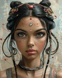 Creating a lady in Los Angeles with red hat and boots using Indian ink