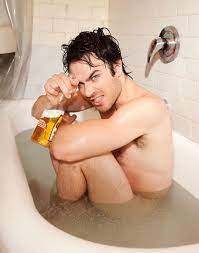 Ian Somerhalder in bathtub photoshoot