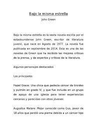Check spelling or type a new query. Resumen Del Libro Bajo La Misma Estrella