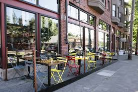Pop Of Colour Outdoor Seating Cafe Outdoor Restaurant Cafe Seating