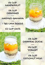 Easy Healthy Grapefruit Orange Banana Chia Overnight Oats With Coconut Milk Fruit Breakfast Ideas Flashpacking Kerala Clean Eating Oatmeal Fruit Breakfast Clean Eating Breakfast