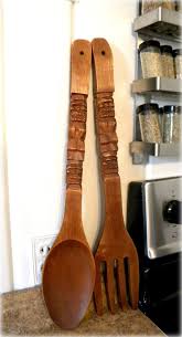Vintage 22 Carved Wooden Tiki Fork And Spoon Set Etsy Carving Spoon Crafts Wooden