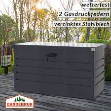 Ansonsten, viel freude an ihrem gerätehaus, ihrem geräteschrank oder ihrer gerätebox. Auflagenbox Metall Geratebox Aufbewahrungsbox 2 Gasdruckfedern Kissenbox Garten Ebay