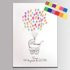 Canvas Baby Shower Guest Book Fingerprint Signature Painting Party Decoration Birthday Gift Baby Diy Baby Shower Gifts Baby Shower Guest Book Baby Shower Guest