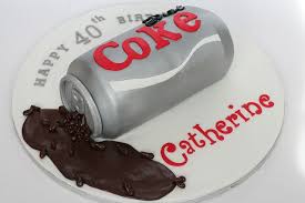 A Birthday Cake For A Diet Coke Addict Six 5 Round Chocolate Cakes Frosted And Covered With Sprayed Silver Fondant M Diet Coke Cake Diet Coke Can Coke Cake