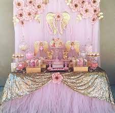 Or any other time you want to use some dramatic party decor. Angel Pink Gold First Birthday Baptism Girl Angel Baby Shower Baptism Decorations Girl
