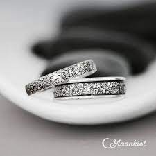 Nature Wedding Ring Set His And Hers Sterling Silver Matching Etsy Wedding Rings Sets His And Hers Wedding Band Sets Wedding Rings Art