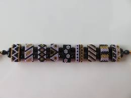 Bracelet Tisse Main En Perles Miyuki Delicas 11 0 Noir Dore Parme Sur Carrier Beads Perles De Transporteur De La Bou White Beads Bracelet Round Beads Beads