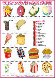Pdf | this study shows that tempting food words activate simulations of eating. Fast Food Esl Vocabulary Matching Exercise Worksheet