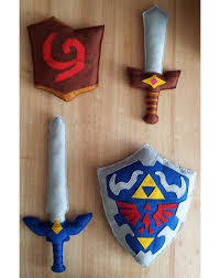 Oot Deku Shield 2 Kokiri Sword 1 Master Sword 2 And Hylian Shield 4 Plush Soft Felt Prop For Children S Cosplay Or Display Geeky Craft Crafts Felt Crafts
