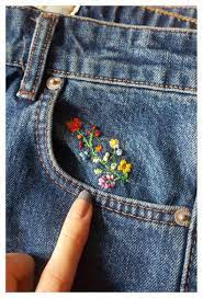 Embroidery On Denim Diy Floral Embroidery On Denim Diy Isleme Embroidery Jeans Diy Denim Jacket Embroidery Denim Embroidery