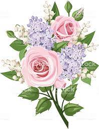Vector Bouquet With Pink Roses Lily Of The Valley And Lilac Flowers Tatuaje De Lila Tatuaje De Ramo Tatuaje Violeta