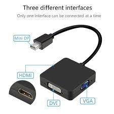 High Resolution 3 In 1 Mini Displayport To Hdmi Dvi Vga Display Port Cable Adapter For Pc Apple Macbook Projector Samart Tv Review Hdmi Dvi Vga