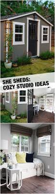 This Remarkable She Shed Is Not Just A Cozy Backyard Retreat It S A Fully Functional Work Room And Small Studio Too Cozy Backyard She Sheds Backyard Retreat