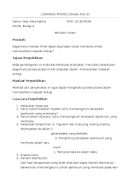 Laporan ilmiah biologi sma kelas x. Contoh Laporan Ilmiah Biologi Nusagates