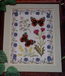 Red Admiral Butterfly Sampler With Wildflowers Cross Stitch Chart
