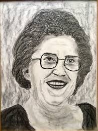 Vintage 1988 Original Leon Weeks Outsider Art Charcoal Portrait Woman  “Eleanor”