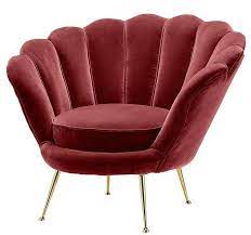 eichholtz stoel rood chair trapezium rode stof schelp rugleuning fauteuil rood rode stoelen stoelen