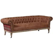 Scotsman Brown Leather Red Tartan Sofa 1 850 Liked On Polyvore Featuring Home Furniture Sofas Red Leather Couches Red Leather Sofa Brown Leather Sofa