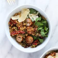 Italian Chicken Sausage Quinoa Casserole Fit Foodie Finds Italian Chicken Sausage Chicken Sausage Sweet Potato Spinach