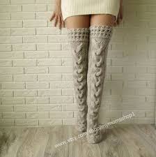 To see step by step to shading the legs go to this you know im tired when i read prepare the stocking and think of military subs like a commander ordering a missile fire ugh. Oatmeal Color Knit Women Socks Thigh High Socks Hand Knit Etsy Thigh High Socks Socks Women Socks