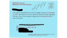 Mortgage postcard scam alert