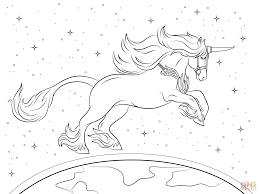 Unicorn Above The World Coloring Pages Unicorn Coloring Pages Horse Coloring Pages Space Coloring Pages