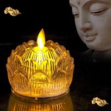 Nến điện tử hoa sen lưu ly trong suốt