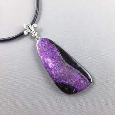 Sugilite Pendant Necklace Natural African Purple Cabochon Etsy Sterling Silver Necklace Pendants Rare Gemstones Jewelry Purple Cabochon