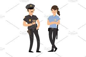 Policeman And Policewoman Mockup Design Illustration Business Card Logo